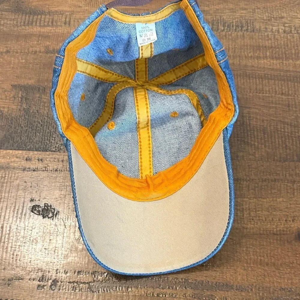 Denim Cap with American Flag Rhinestones - Picture 4 of 7